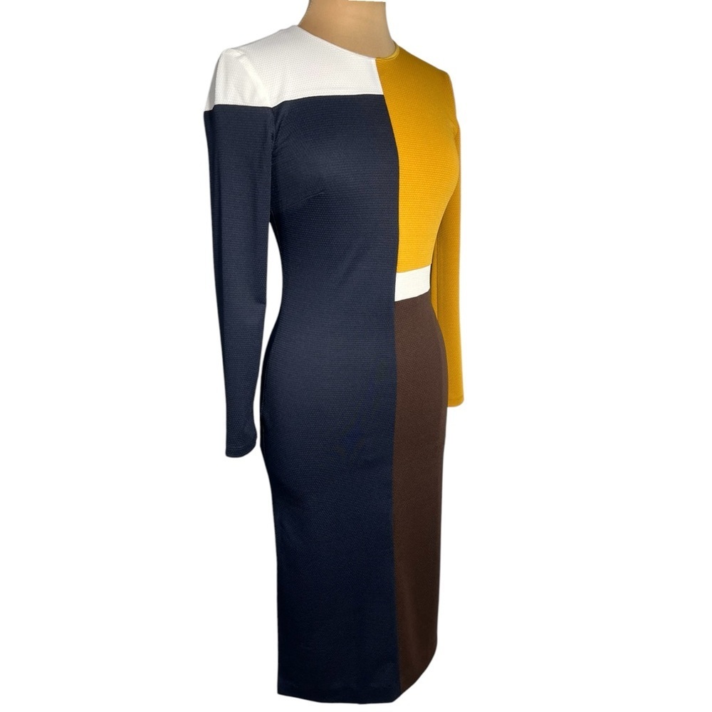 Anthropologie Hutch multicolor color block fitted sheath midi dress Size S - Picture 3 of 9